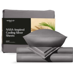 Miracle Made Extra Luxe Flat Sheet Pilns gultasveļas komplekts ar dabīgo sudrabu, kas aptur 99,9 % baktēriju augšanu, Supima kokvilnas plakana gultasveļa ar 500 pavedienu skaitu, kas ir īpaši elpojoša