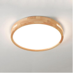 WayLuoung koka LED griestu gaisma, diametrs 30 cm, 3000 K, 1620 Lm, 18 W, apaļa, dabīga koka griestu gaisma, Art Hollow Design, guļamistaba, dzīvojamā istaba, bērnu istaba, virtuve, ēdamistaba, mājas,