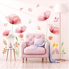 DECOWALL SG-2206 Sienas uzlīme Gaiši rozā X-Ray Ziedi Bērnu sienas uzlīme Bērnistabas dekorēšana Nursery Decoration Peel and Stick Removable Flower Meadow Bedroom Pink Branch Party