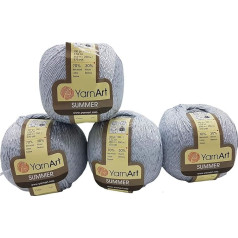 YarnArt Summer 4 x 100 g vilna adīšanai un tamborēšanai, 70% merserizēta kokvilna un 30% viskoze (Grey 50)