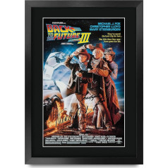 HWC Trading A3 FR FR Back to the Future 3 Movie Poster Cast Signed Gift Framed Printed Autograph Christopher Lloyd Michael J Fox Gifts Photo Picture Display Print