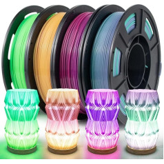 IEMAI PETG filaments 1,75 mm, 3D printeru filaments PETG, pakāpeniska varavīksne, zaļš violets/dzeltens, zaļš/dzeltens, zaļš/rozā, dzeltens/rozā, violets, varavīksnes filaments PETG 1,75 mm, izmēra precizitāte +/- 0,02 mm