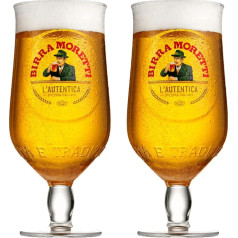 GarageBar Birra Moretti glāze | Alus glāze ar kātu | Oficiālā prece | Komplektā 2 x alus žāvēšanas paliktņi (2, 10oz)