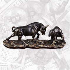 Wall Street Stock Market Charging Bull Thrusting Bear Figūri Abstract Art Table Top Cattle Figure Financial Broker Gift, Dekoratīvā skulptūra Moderns