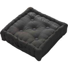 Comfort Collections Sēdekļa spilvens pieaugušajiem 100% kokvilnas pildījums Biezi spilveni Sēdekļa spilventiņi Pieaugušo krēsls Krēsls Dārza krēsls Grey Charcoal 45 x 45 cm + 10 cm biezums apm.