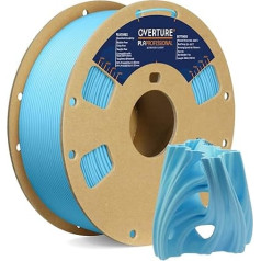 OVERTURE PLA Plus (PLA+) PLA filaments 1,75 mm, profesionāla PLA izturība, 1 kg filamenta, izmēru precizitāte 99% ticamība +/- 0,03 mm, 3D printeriem (zils)