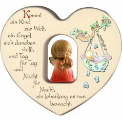 Herz für Mädchen mit Schutzengel als Geschenk zur Geburt oder Taufe/Dekoration fürs Kinderzimmer aus Holz