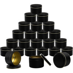 Frcctre Candle Tin 8oz Black Metal Candle Jar with Lid Large Candle Jar for DIY Candle Making Arts Crafts Storage and Gifts 24 Pack