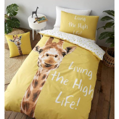 Catherine Lansfield Giraffe Yellow Reversible Duvet Cover Set with Pillow Case (Segas pārvalks ar spilvena pārvalku)