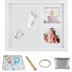 Bilderrahmen für Fußabdrücke für Neugeborene, Füße und Hände, Geschenk für Babyparty, Hand- und Fußformen, Kit aus Ton ohne Risse, gebrauchsfertig, originelle Geschenke für Schwangerschaft,