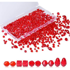 XIANNVXI 800 Stück facettierte Kristallperlen Glasperlen zum Basteln, 4/6/8 mm rote Perlen, Glasperlen für Vasen, Glasperlen für Armbandherstellung zur Schmuckherstellung