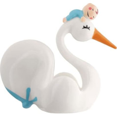 Alessi Bimboniera Gastgeschenk für Babypartys Bonbonniere, hellblau, Porzellan, weiß, 10 x 0,3 x 8,5 cm