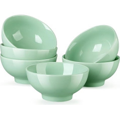 LOVECASA Salds 6 gabalu porcelāna pusdienu piederumu komplekts, daudzfunkcionāli trauki, graudaugu bļodas, zupas bļodas, ledus bļodas, 660 ml