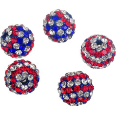 RUBYCA Perlen mit USA-Flagge, tschechische Kristalle, rund, Diskokugeln, für Shamballa-Schmuck, 100 Stück, 10 mm