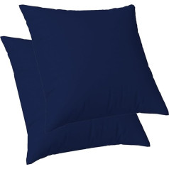 ggaimwf Plain lina spilvenu pārvalki dīvāniem Kontinentālais spilvens gultai Double Sided Dark Blue Handmade Square Cushion Covers with Invisible Zip 50 x 50 cm Set of 2