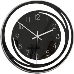 kyaoayo Modern Wall Clock without Ticking, Creative Black Round Clocks with Hands, Sienas pulksteņi ēku dekorēšanai dzīvojamā istaba Restorāns Birojs Birojs Guļamistaba Dekorēšana Pulksteņi 11 collas