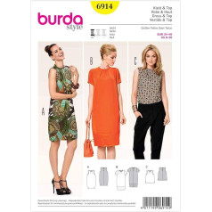 Burda Schnittmuster Kleid ? Top ? F?ltchen am Ausschnitt 6914