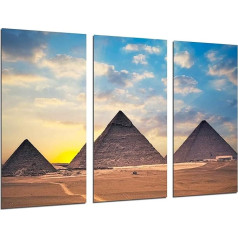 Wall Picture Landscape Pyramids Egypt Sunset 97 x 62 cm Wooden Print XXL Format Art Print Ref.26351