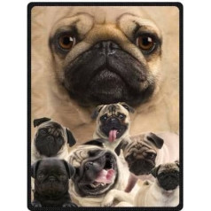 YISUMEI Sega 150 x 200 cm Mīļas segas Soft Flannel Soft Fleece Blanket Bed Throw Comfortable Pug Dog