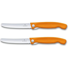 Victorinox 2 gab. saliekamo dārzeņu nažu / galda nažu komplekts Swiss Classic, zobota mala, oranžs