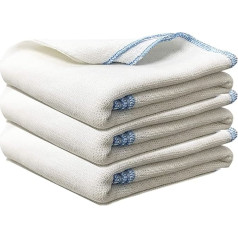 Towelogy® 20 baltų medvilninių arbatos rankšluosčių itin didelių, sunkiųjų, biologiškai skaidomų komercinės kokybės arbatos rankšluosčių 38 x 45 cm (balti/mėlyni kodai)