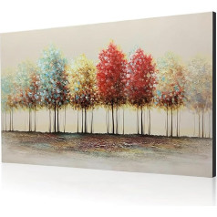 JBER 100% ar rokām apgleznota eļļas glezna uz audekla, krāsains abstrakts sienas dekors guļamistabai un gaitenim, Premium - 120 x 80 cm (COLOURFUL FOREST)