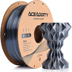 Aceaddity Silk Magic PLA 3D printera filaments, divu toņu koekstrūzija, 1.75mm, 3D drukāšanas PLA filaments, spīdīgs zīdains, koekstrudēts PLA, izmēru precizitāte +/- 0.03mm, 1kg (sudraba-melns)