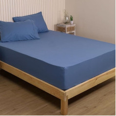 LINENWALAS Spannbettlaken für Super-King-Size-Betten mit Kissenbezügen, 100 % Baumwoll-Perkal, tiefe Tasche, knackiges und kühlendes Bettlaken, Premium-Unterbett, 180 x 200 cm (Super-Kingsize-Bett,