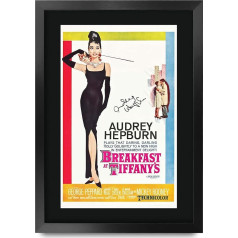 HWC Trading Brokastis pie Tiffany's A3 Framed parakstīts drukāts Autographs Picture Print Photo Display Dāvana Audrey Hepburn filmu faniem