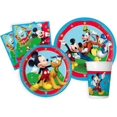 Ciao AZ002 Disney Mickey Rock The House 24 personām (112 gabali: šķīvji, krūzes, salvetes) Svētku trauku komplekts