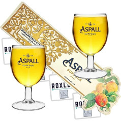 Roxley Aspall-Set 2 Apsall Pint-Gläser | Aspall-Barläufer | Lagerbier X 4 Bierdeckel | Man Cave | Ražots Lielbritānijā