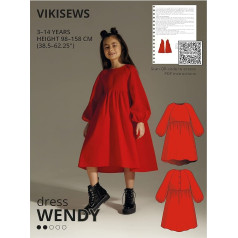 Vikisews Wendy šūšanas modelis 3-14 gadi kleitas Augstums 98-158cm