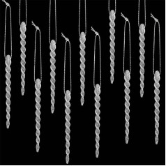 Boao 50 plastmasas čiekuru iepakojums Twisted plastmasas čiekuru Ziemassvētku rotājumi Icicle Decoration Ziemassvētku eglītes un svētku kāzu rotājumi (sudraba krāsā, 5,12 collas)