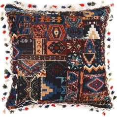 Yeiotsy Dekoratīvs Boho spilvena pārvalks ar pušķi Krāsains bohēmisks tufted spilvena pārvalks dīvāna gultai Mājas apdare (18 x 18 collu, melns)