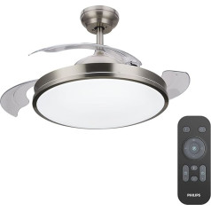 Philips LED Bliss DC-Deckenleuchte ventilators, 28 W, niķelis