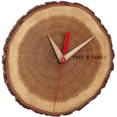 TFA Dostmann Tree-O-Clock Wanduhr aus Eichenholz, 60.3046.08, hochwertiges Uhrwerk, handgemacht in der EU, Unikat, geölt, Eiche, Braun, L242 x B42 x H234 mm