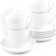 Holst Porzellan IT 005 12 porcelāna kafijas tasīšu komplekts 0,35 L ar paliktni UTP White 17 x 11 cm 6 personām