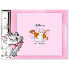 Disney Baby - Bilderrahmen zum Hinstellen - aus Silber - Aristocats-Design - ideal für das Kinderzimmer - perfekt als Geschenkidee zur Taufe oder zum Geburtstag -farbiges 3D-Motiv des Kätzchens Minou