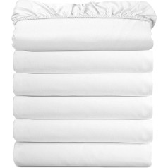 Luxus-Spannbettlaken, Hotelqualität, eleganter Komfort, faltenfrei, Fadenzahl 1500, ägyptische Qualität, 6er-Pack Spannbetttuch mit Aufbewahrungstaschen an den Seiten, Twin/Twin, XL, Weiß