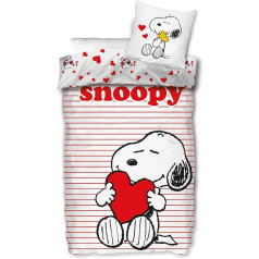 SkyBrands Snoopy Gultas veļa 135 x 200 cm Kokvilnas Peanuts Gultas veļa Snoopy Cuddly Blanket Cover 2-diegu spilvens un sega Snoopy Bērni