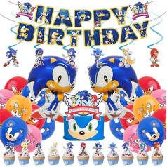 Winric Sonic Party baloni Happy Birthday Dekorācijas bērniem Sonic Party Supplies Theme Alumīnija folijas balons