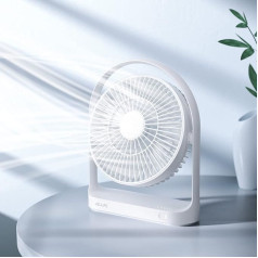 JISULIFE galda ventilators, USB ventilators 4000 mAh ar 4 ātrumiem, mazs klusais galda ventilators, maksimums 15 stundas, uzlādējams akumulatora galda ventilators lietošanai mājās/birojā/āra apstākļos, balts