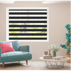 ZEBRA BLINDS Dienas un nakts | 50-55-65-75-85-95-105-115-125-135-145-155-165-175-185-195-205-215-225-230 cm platumā | 150 cm garumā | Izgatavots pēc individuāla pasūtījuma (melns, 60 cm)