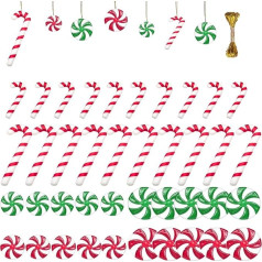 40 Candy Canes Ziemassvētku eglīšu rotājumi Sarkanā un zaļā Candy Ziemassvētku eglīte karājas rotājumi, 2 stili Plastmasas Candy Canes tēmu Ziemassvētku eglītes rotājumi Ziemassvētku pusei