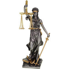 Justitia romiešu taisnīguma dieviete 21cm zelta/sudraba skulptūra Jurists Tiesību zinātne Tiesību zinātne