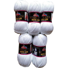 Ilkadim 5 x 100 g Silky Touch/Seta Lux vilnas, 500 g adāmadatas 100% Exoline Silky Super Soft (balta)