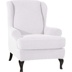 VanderHOME Stretch Sofa Cover Wing Chair Cover 1 Seater Stretch un neslīdošs krēsla pārvalks Stretch Armchair Covers Krēsla pārvalks krēslam White