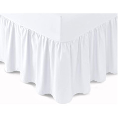 Bronwen Mathew Extra Deep Ruffle Fitted Sheet Valance Double Skirt Fitted Sheet White Soft Brushed Microfiber Easy Care Non Iron (Double, White)