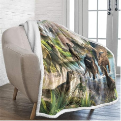 Lunoroey Dinosauru sega Throw Kids Dinosauru gultas veļa 3D Jurasas digitālais drukas zēni plīša šerpa flīsa gultas sega dīvāns dīvāns sega Throw 150x200cm