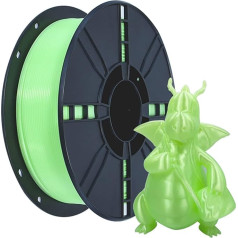 PLA Plus (PLA+) caurspīdīgs 3D filaments, 1,75 mm, caurspīdīgs, izmēru precizitāte +/- 0,02 mm, 1 kg spole, zaļš, caurspīdīgs 3D printeru filaments, zaļš, caurspīdīgs